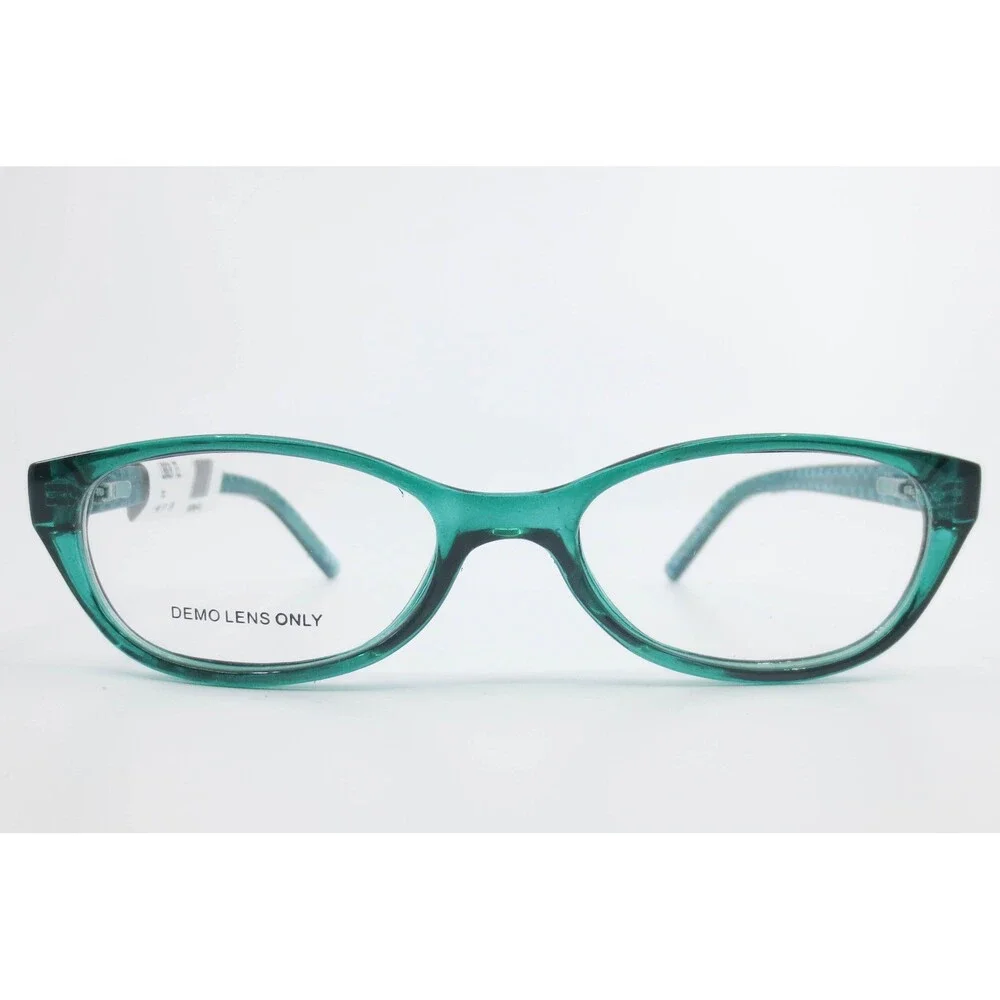 FGX L8028 TEL Teal Green Checkered Oval Eyeglass Frames 48-17-130 DG0721
